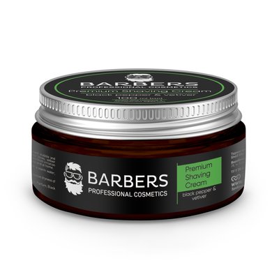 Крем для гоління з тонізуючим ефектом Barbers Black Pepper-Vetiver 100 мл 4823109403956 фото